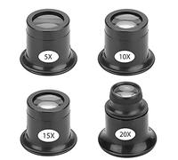 4PCS Loupe Magnifier, Magnifying Glass Set with 5x 10x 15x 20x Magnification, Monocular Loupe Magnifie, for Jewellers Watchmaker, Watch, Repair Tool (Black)