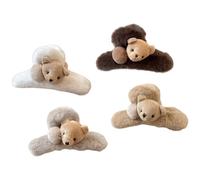 4Pcs Lovely Bear Shaped Hair Clip Large Barrettes for Women Practical Secure Fix for Daily Activities Soft Hairpin