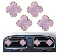 4Pcs Lucky Flower Four Leaf Clover Air Vent Clip Cute Car Air Freshener Car Interior Decor Charm Colorful Interior Accessories for Girls Women (Pink)
