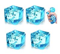 4pcs Luminous Sensory Cubes Toys with Snowflake, Ice Squishys Stress Cube Fidget Toys, Square Squeeze Stress Balls Glow in The Dark Sensory Toys for Anxiety Stress Relief
