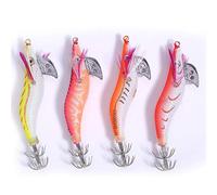 4Pcs Luminous Shrimp Fishing Lures,3D Artificial Squid Jig with 6# Reinforced Carbon Steel Hook,Glow In The Dark Saltwater Freshwater Bait for Squid Octopus Cuttlefish Fishing