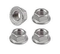 4Pcs M10 Nuts, Serrated Flange Lock Nuts M10x1.25, Hex Flanged Locknut for Bolts/Screws, Stainless steel Flanged Hex Nut for Furniture Engineering Machinery Automotive Repair (Silver)