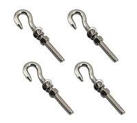 4Pcs M10 Stainless Steel Eye Bolt with Nut and Washers Long Shank Threaded Rod Round Hook Eyelet Bolt Screw