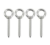 4Pcs M10x60mm 304 Stainless Steel Self Tapping Eye Hooks Screw Heavy Duty Eyelet Screw in Eye Hooks for Hammock, Swing Chair, Yoga