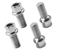 4Pcs M14x1.5 Wheel Bolts, Alloy Steel Wheel Lug Nuts Bolt Set | 28mm Thread, 17mm Hex Car Tire Bolts, Wheel Nut Screw Studs Kit Replacement for Most Audi VW Tiguan Touran OEM Wheels