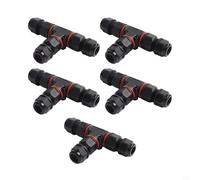 4Pcs M20 3-Pin IP68 Waterproof T-Shape Cable Connector Junction Box for 3 Core Wire, 6-12mm Diameter, 0.5-2.5mm², Black(6-10mm)