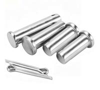 4Pcs M6 Clevis Pins, Single Hole Flat Head Hitch Fastener Lock Systems With Cotter Pins for Furniture Installation Trailer Lawn Mower, Silver(M6x45mm)