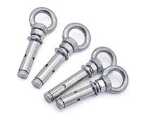4PCS M6 x 60 mm 304 Stainless Steel Expansion Eye Bolts, Lifting Eyebolt Extension Anchor Bolts with Rings Wall Masonry Concrete Screws
