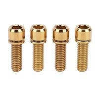 4Pcs M6x18 Titanium Alloy Road Bike Stem Screw, High Strength Lightweight Bicycle Stem Bolt with Washer for Mountain and Road Bikes, Corrosion Resistant Anti - Theft (Gold)