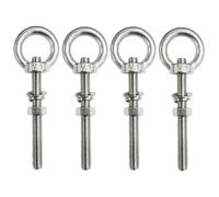 4Pcs M8 Eye Bolts, M8 X 80mm Lifting Ring Eyebolts with Nut, Steel Heavy Duty Eye Bolt Male Screw for Living Lifting and Various