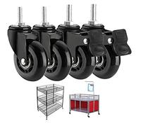 4pcs M8 x 25mm Swivel & Braked Shelf Casters with M10 Threaded Shaft - Perfect for Small Furniture Flower Stands Cots - Heavy Duty Easy Mobility