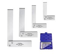 4Pcs Machinist Square 90 Degree Right Angle Steel Ruler, Woodworking Engineer Mechanical Set, Precision Square Wide Base Seat Square L-Type Testing Measuring Tool