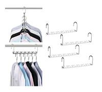 4Pcs Magic Space Saving Hangers, Stainless Steel Hanger Hooks, Heavy Cascading Hangers with 6 Holes for Heavy Clothes, Closet Organizers and Storage for Closet Hangers, Coat Trouser