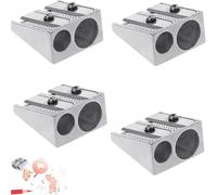 4Pcs Magnesium Pencil Sharpener Survival,Mini Hand Held Pencil Sharpener,2-Hole Pencil Sharpener,Metal Pencil Sharpener Magnesium, for Schools,Offices,Art Projects Writing and Correction Supplies
