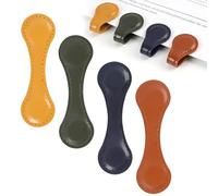 4PCS Magnetic Bookmarks, Vintage Faux Leather Book Mark, Double-Sided Magnetic Page Holders for Men and Women, Stylish Book Markers for Reading and Study, in Yellow, Brown, Dark Green, and Blue