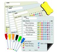 4PCS Magnetic Chores Chart for Kids Reward Chart Magnetic Good Behaviour Charts for Children Meal Planner Board Magnetic Whiteboard Weekly Planner Chores Board for Family Fridge Kitchen