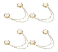 4pcs Magnetic Clothing Clips, Multi-Function Magnetic Button Clips Trendy Imitation Cat's Eye Stone Style with Chain Magnet Clothing Pins Waist Tightener Clip for Hijab Shirt Pants Dress