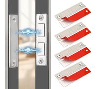 4pcs Magnetic Door Catch, Cupboard Door Magnets, Stainless Steel Magnetic Cabinet Latches, Self Adhesive Magnetic Strip Cabinet Door Magnets for Wardrobe Closet Door Closing