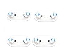 4PCS Magnetic Eyeglass Holders ID Badge Holder Eyewear Hook Attaches Stainless Steel Mini Sunglass Racks with Crystals and Pearls 12 Colors(Light Blue)