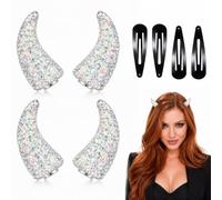 4Pcs Magnetic Rhinestone Devil Horns Hair Accessories for Halloween Cosplay | Adds Eye Catching Sparkle to Party Looks While Compact Wearable Design Makes Themed Styling Quick and Easy*Multicolored