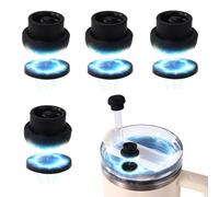 4pcs Magnetic Straw Caps, Straw Toppers for Stanley Tumbler Cover Cap Fit All 0.24-0.4 Inch Cup Accessories for Hiking Climbing Outdoor Activities (Black)