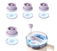 4pcs Magnetic Straw Caps, Straw Toppers for Stanley Tumbler Cover Cap Fit All 0.24-0.4 Inch Cup Accessories for Hiking Climbing Outdoor Activities (Light Purple)
