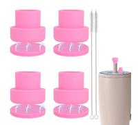 4pcs Magnetic Straw Covers for Brümate 30/40oz Era & Resa Tumblers, BPA-Free Silicone Magnetic Straw Caps with Gaskets & Cleaning Brushes for Hiking Climbing Picnicking and More (Pink)