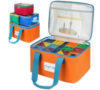 4PCS Magnetic Tiles Storage Bags, Large Toy Storage Bags Organizers with Label Pocket & Handles for Building Blocks, Puzzle Toys, 2 Different Sizes