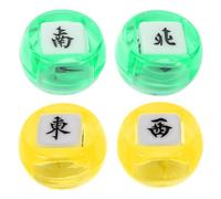 4pcs Mahjong Wind Direction Dice round Plastic Set | Golden and Green Colours, Easy Rotation, Lightweight Portable Accessory for Party Games and Ktv Bars