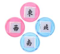 4pcs Mahjong Wind Indicator Dice, Plastic Direction Accessory | Blue and Pink Design, East South West North Markings, Wear-resistant Choice for Game Evenings and Travel