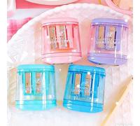 4Pcs Manual Pencil Sharpener Dual Hole Handheld Pencil Sharpener with Container, Portable Colored Pencil Sharpener for Kids Students, Durable Eye Pencil Sharpener for Home Beauty Office Daily Use