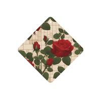 4pcs Many Red Roses Car Aroma Diffuser Square Hanging Fragrance Tablet Car Interior Decoration Closet Shoe Closet Fragrance Freshener