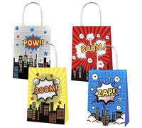 4Pcs Marvel Avengers Party Paper Gift Bags,Marvel Birthday Party Bags,Superhero Kraft Paper Tote Bags,MarvelParty Gift Bags with Handles for Kids Birthday MarvelParty Accessories Gifts Wrapper Boxes