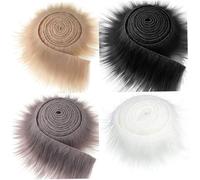 4Pcs Mask DIY Therian Kit Faux Fuzzy Fabric 59" Therian Mask for Halloween Mask Made Easy to Cut Soft Craft Furr Trim Fuzzy Fabric, Faux Furr Therian Accessories for DIY Gear Masquerade Cosplay