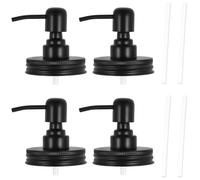 4Pcs Mason Jar Soap Dispenser Lids with Pumps, 304 Stainless Steel Lotion Dispenser Lids, Leakproof Rustproof Hand Soap Pump Lid for Mason Jars(Black)