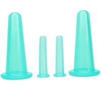 4Pcs Massage Cupping Set Silicone Mini Facial Cups Face Massager Helper Skin Care Neck Back Eyes Massaging Cup Safe to Use, Don't Worry About Burns Health Care Products, Massage Tools (Green)