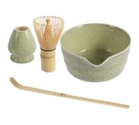 4Pcs Matcha Making Kit, Ceramic Bowl, Bamboo Whisk and Scoop, Matcha Sifter and Holder