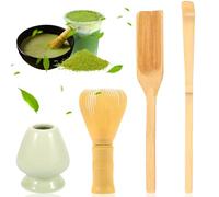 4Pcs Matcha Whisk Set Ceramic Handmade Matcha Making Kit Set Ceremony Accessory with Green Tea Whisk Holder Scoop Spoon for Tea Ceremony Drinking