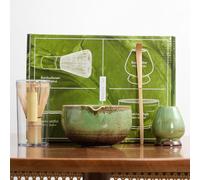 4Pcs Matcha Whisk Set, Elegant Japanese Matcha Tea Set, Ceramic Matcha Bowl, Includes 500ml Ceramic Bowl, Bamboo Whisk and Holder, Scoop Matcha Making Kit for Tea Lovers (Green)