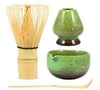 4Pcs Matcha Whisk Set Japanese Matcha Tea Set Including Ceramic Matcha Bowl Bamboo Matcha Whisk Scoop Ceramic Matcha Whisk Holder Reusable Matcha Making Kit Matcha Whisk Tool for Matcha Tea Making