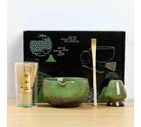4Pcs Matcha Whisk Set Japanese Matcha Tea Set with Whisk and 500ml Bowl, Matcha Spoon, Whisk Holder Handmade Matcha Tea Making Kit Matcha Starter Kit for Matcha Tea (Green)