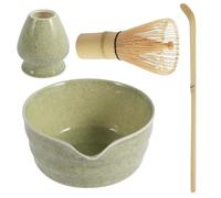 4Pcs Matcha Whisk Set, Matcha Ceremony Accessory, Reusable Japanese Tea Making Kit with Ceramic Bowl, Whisk Holder, Bamboo Whisk and Scoop for Green Tea Beginner and Lovers