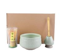 4Pcs Matcha Whisk Set, Matcha Tea Set with Whisk and Bowl, Matcha Spoon, Whisk Holder, 500ml Ceramic Bowl, Handmade Matcha Making Kit for Tea Drinking(Green)