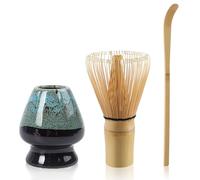 4Pcs Matcha Whisk Set Matcha Tea Set with Whisk, Whisk Spoon and Whisk Holder, Matcha Set for Matcha Tea Ceremony Matcha Gift Set(Blue)