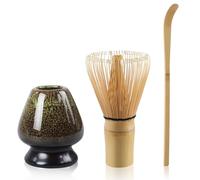 4Pcs Matcha Whisk Set Matcha Tea Set with Whisk, Whisk Spoon and Whisk Holder, Matcha Set for Matcha Tea Ceremony Matcha Gift Set(Green)
