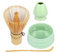 4Pcs Matcha Whisk Set, Matcha Whisk and Matcha Bowl Set, Matcha Starter Making Kit with Whisk and Bowl, Matcha Spoon, Whisk Holder, Japanese Matcha Tea Set for Tea Lovers (Green)