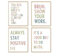 4PCS Math Classroom Wall Decor, Affirmations Motivational Prints (30x40cm)