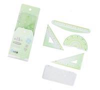 4Pcs Math Geometry Ruler Set with Straight Ruler Set Square Protractor for Drawing Safe Rulers