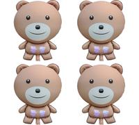 4Pcs Matte Brown Bear Balloons Decorations Cartoon Teddy Little Bear Theme Helium Mylar Foil Balloons For Jungle Safari Woodland Animal Farm Theme Baby Shower Birthday Party Supplies