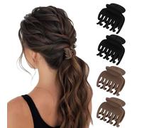 4Pcs Matte Small Claw Clips for Thin/Thick/Hair Double Row Teeth Hair Claw Clips Brown/Black Medium Claw Clip for Women